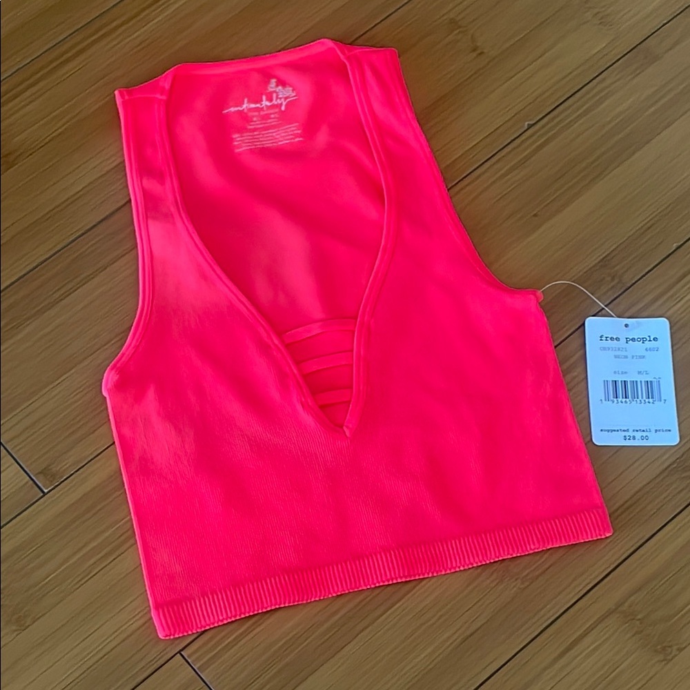 Free People Strapped In Brami Neon Pink yoga lounging top